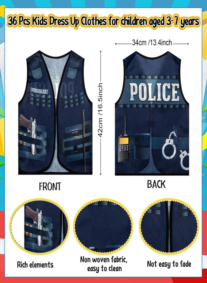 Cozypower 36 Pcs Kids Community Helper Dress Up Vest Career Costumes Toddler Girls Boys Career Day Costumes Cosplay for Pretend Play Doctor Police Fireman Car Racer Cowboy Farmers Worker - Image 2